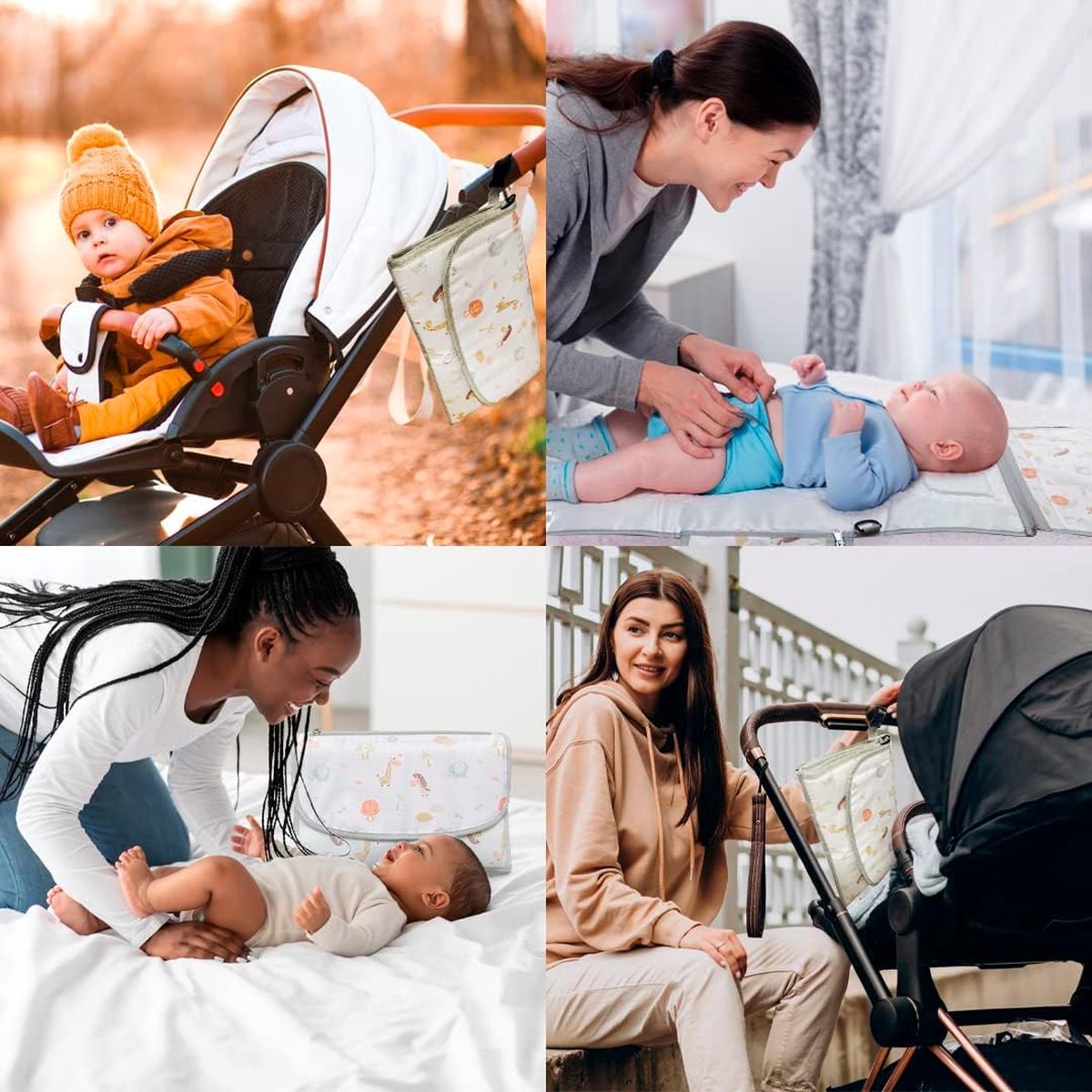 Aankleedmat voor onderweg voor baby's, XL-multifunctionele compacte luiertas met geïntegreerd aankleedkussen, vak voor vochtige doekjes en luierrugzak. Functioneel ideaal als eerste babyuitrusting