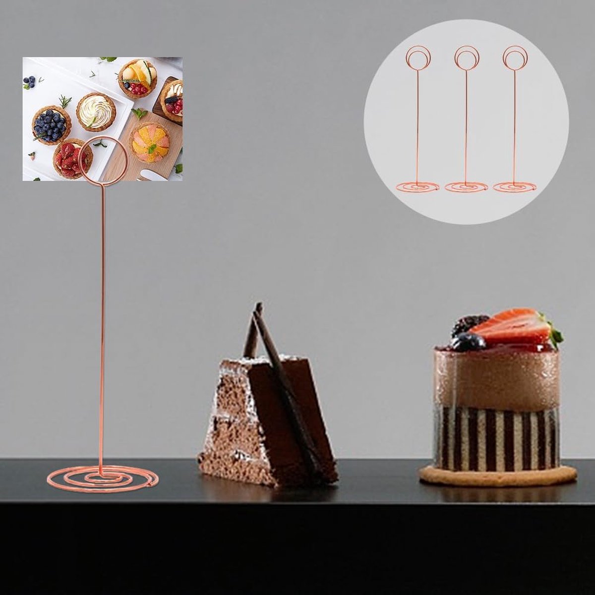 12 stuks 22 cm fotohouders, plaatskaarthouder, memohouder, metalen kaarthouder, bruiloft, voor bureaunotities, tafelkaarten, foto's, bruiloft, verjaardag, feestdecoratie (roségoud)