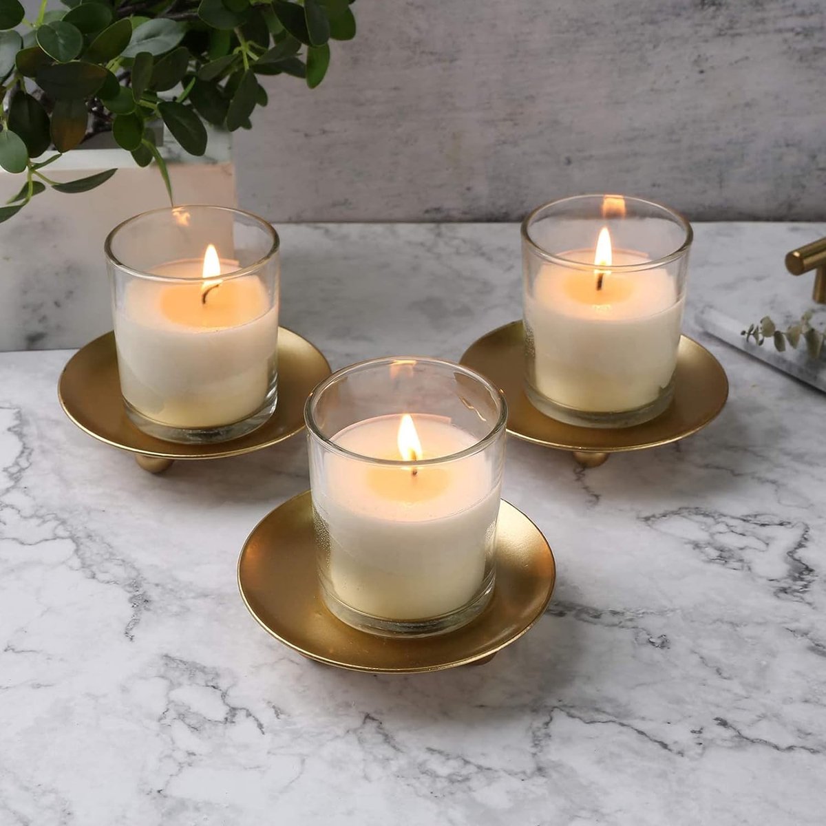 8 stuks metalen kaarsenplaat, 2 maten, rond, retro kaarsenonderzetters voor tafeldecoratie, kaarsenhouder, wierookkegels, gebed, bruiloft, spa, familie, feest, festival, banket (zwart, goud)