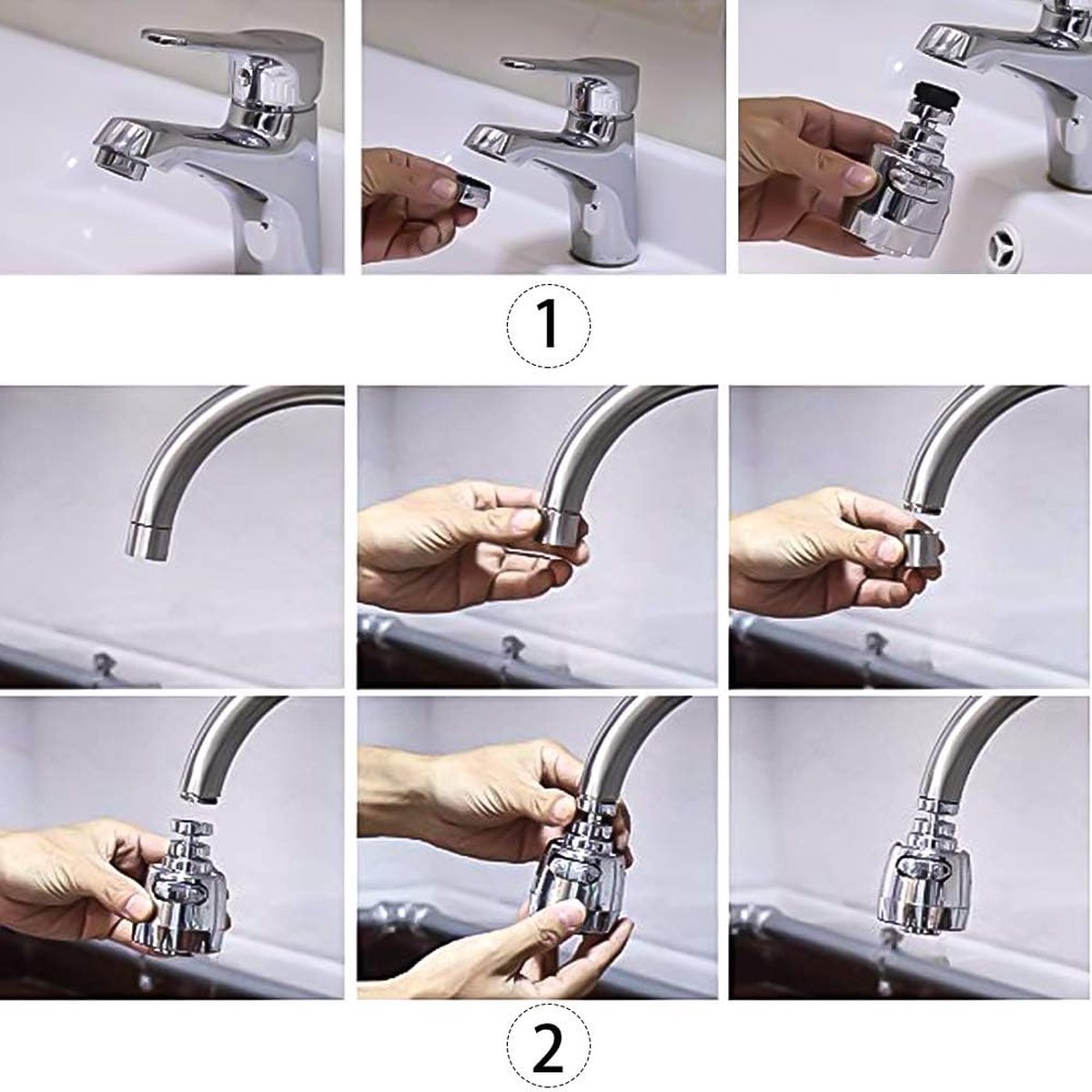 360 ° draaibare wastafel kraan geavanceerde bubbler kraan beluchter waterbesparende kraan filter kraan beluchter filter kraan spray instelling sproeikop voor badkamer keuken (kort)