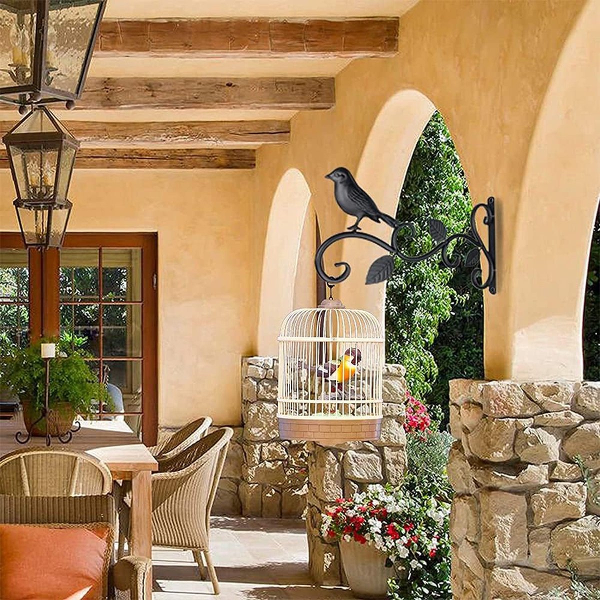 2 stuks bloemenhanghouders, wandophangmandhouders, wandophanging, plantenhouder, ijzeren plantenhanghaken, voor vogelhuisjes, plantenbakken, lantaarns, met 4 schroeven, 4 expansiebuizen