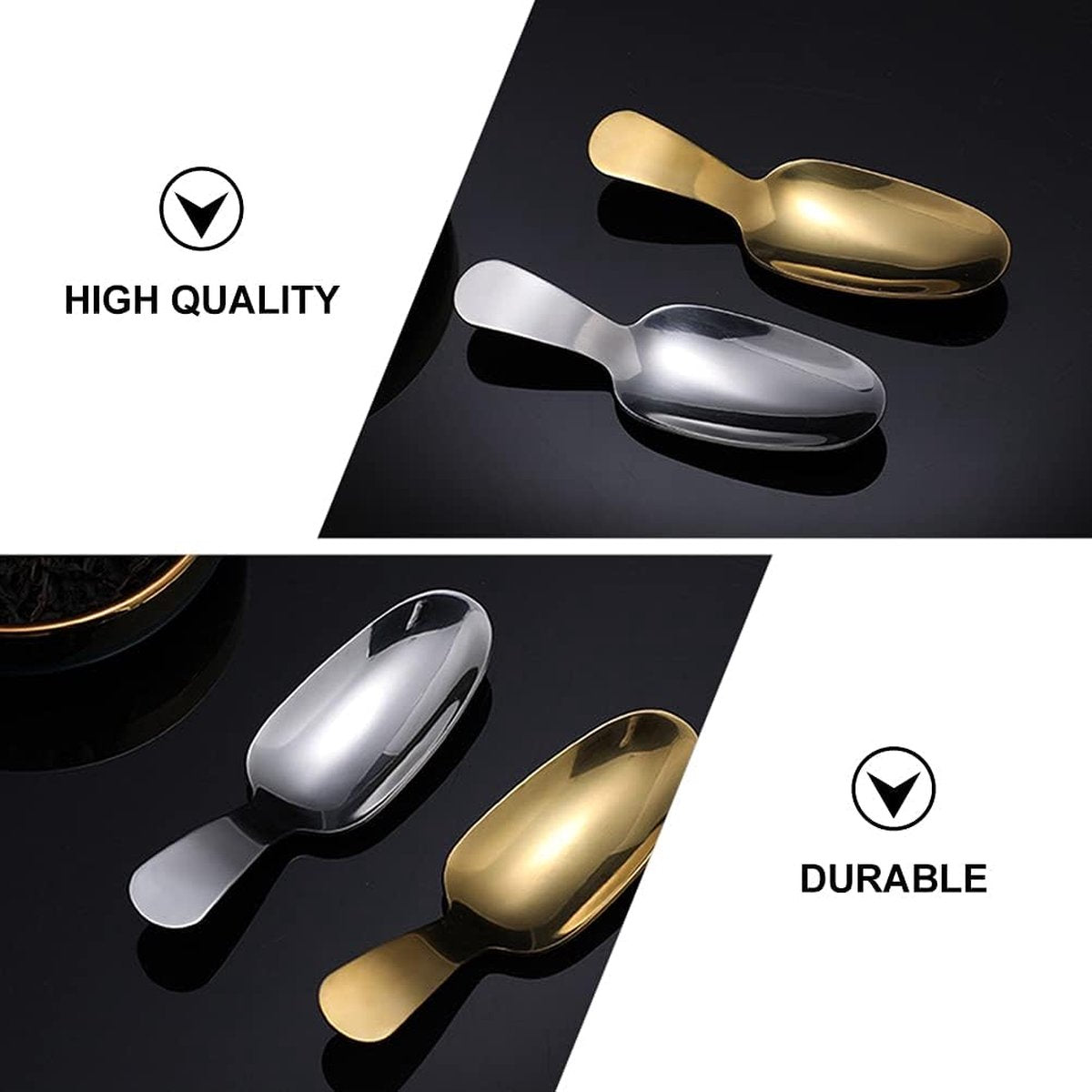 3 stuks gouden roestvrij stalen lepels, gouden dessertlepel, theelepel, theelepel, theelepel, theelepel, theelepel, meelschep, mini-schep, Kerstmis, kinderen, slabestek voor specerijen, zout