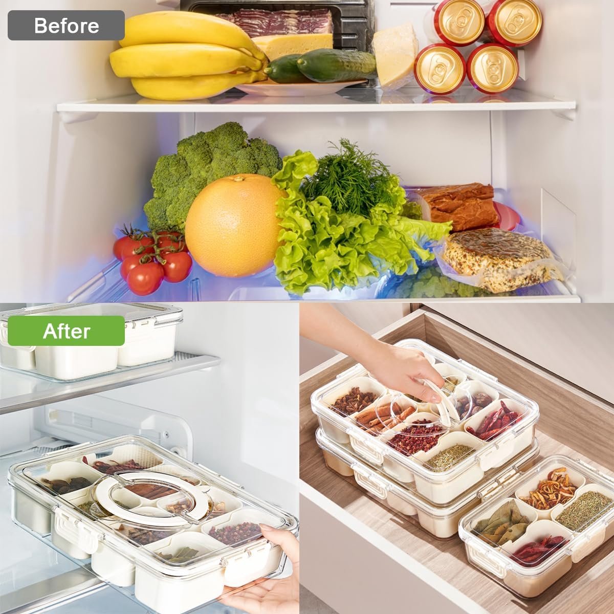 Dipschalenset met dienblad, snackschalen en dipschalen met deksel, snackborden met vakken, opbergdoos, antipasti serveerschaal, snackschalen en dipschalen met deksel