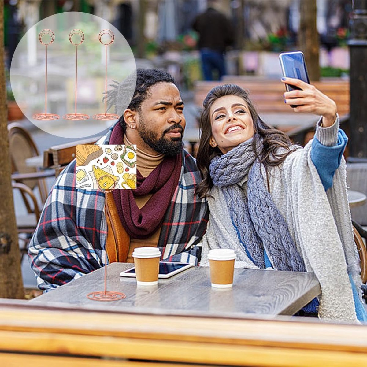 12 stuks 22 cm fotohouders, plaatskaarthouder, memohouder, metalen kaarthouder, bruiloft, voor bureaunotities, tafelkaarten, foto's, bruiloft, verjaardag, feestdecoratie (roségoud)