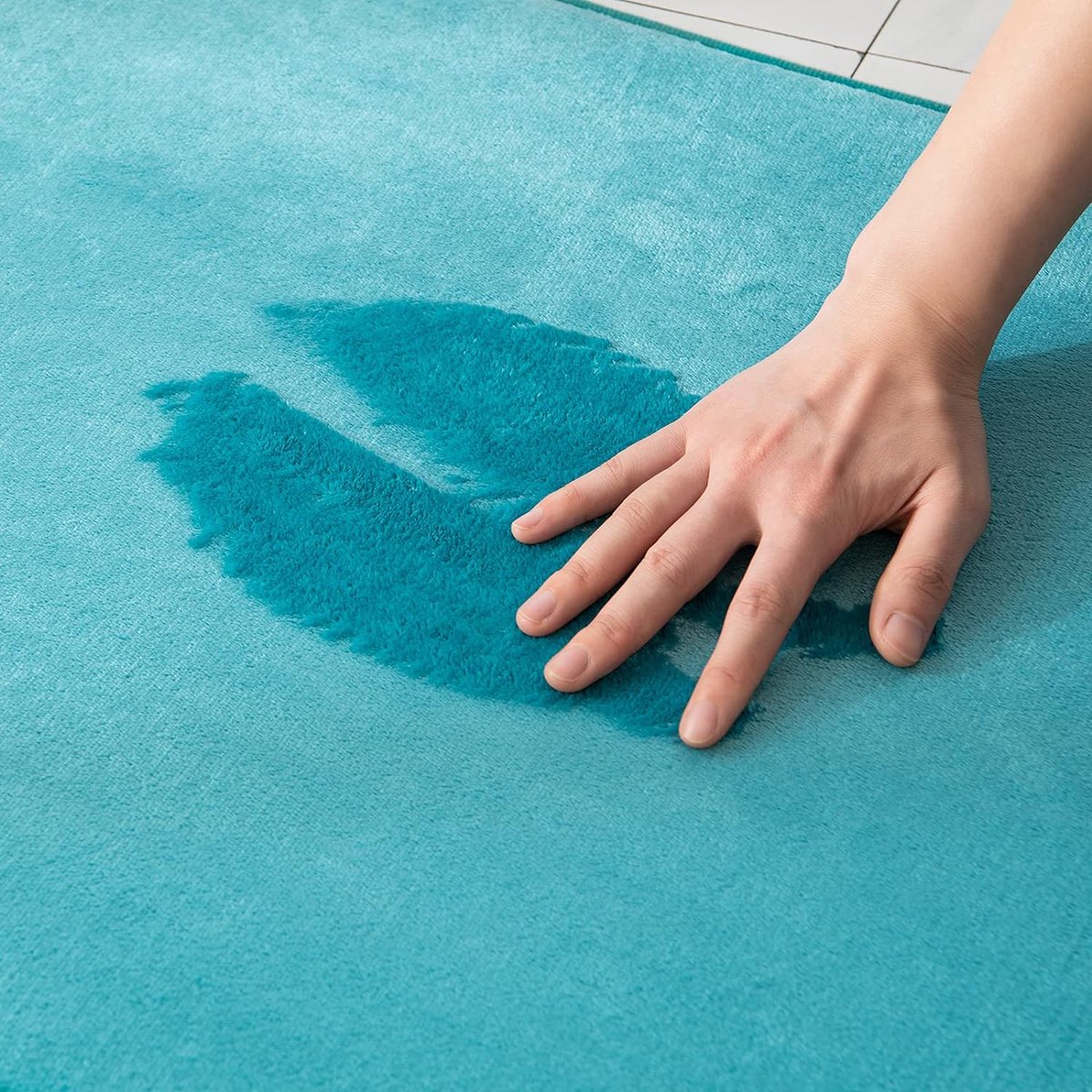 Eenkleurige badmat, traagschuim, badmat, douchemat, badmat, douchemat, decoratieve voetmat, antislipmat voor badkamer en woonkamer, 50 x 80 cm, turquoise