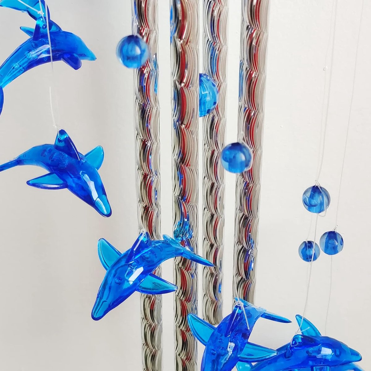 Dolfijn windspel, blauw windspel, metalen wind chimes klankspel, aluminium buizen, windspel, voor binnen tuin en buitendecoratie van balkondakranden