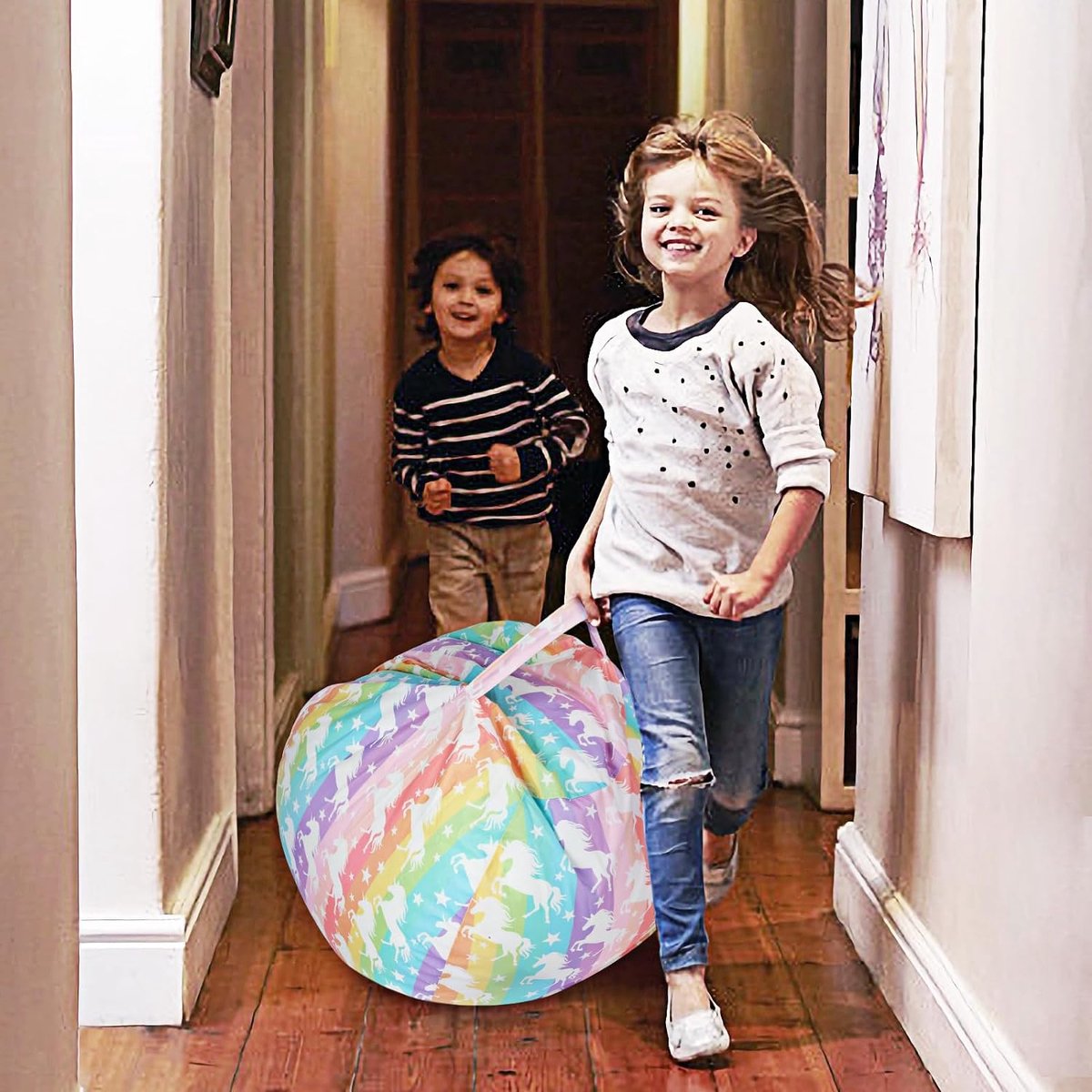 Eenhoornzitzak voor kinderen, speelgoed, knuffeldieren, opslag voor meisjes en jongens, opbergorganizer, opslag kinderkamer