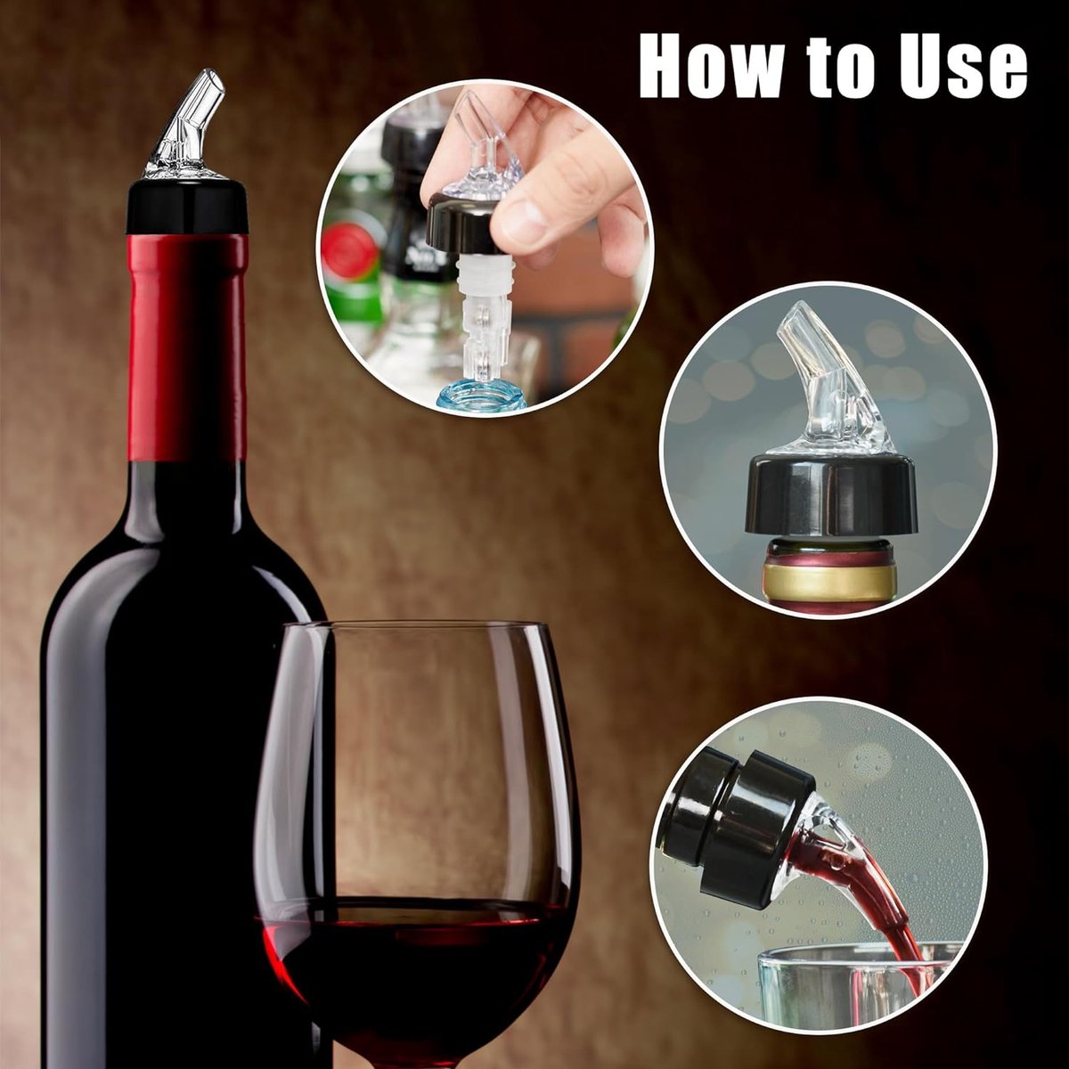 Flessenschenker, 8 stuks, 2 cl, doseerhulp, schenktuit voor flessen met stopfunctie, beschermdeksel, portioneerder, drankdispenser, sterke drank, doseerder, dispenser voor wijn, cocktail,
