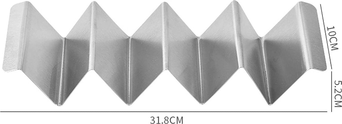 2 stuks Taco houders, 32 cm roestvrij stalen houders, staande set, pretzelstandaard, tray holt, voor Tacos, sandwiches, worsthouders voor kinderen, gezinnen, feestjes (zilverkleurig, 2 l)