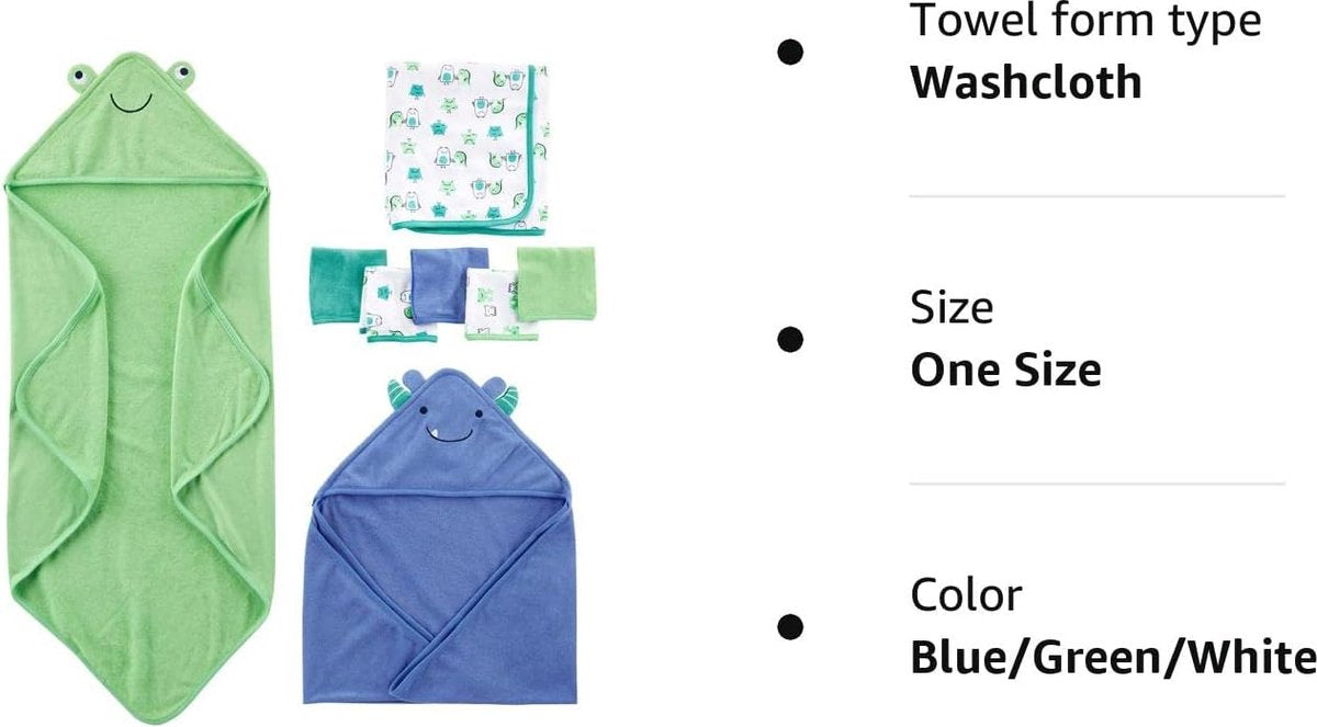 Baby meisje 8-delige set handdoek en washandjes