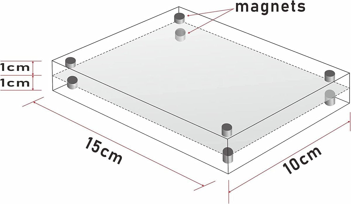 10 x 15 cm acryl fotolijst, transparante magnetische fotolijst, dubbelzijdige frameloze lijst - set van 2 (stijl 2)
