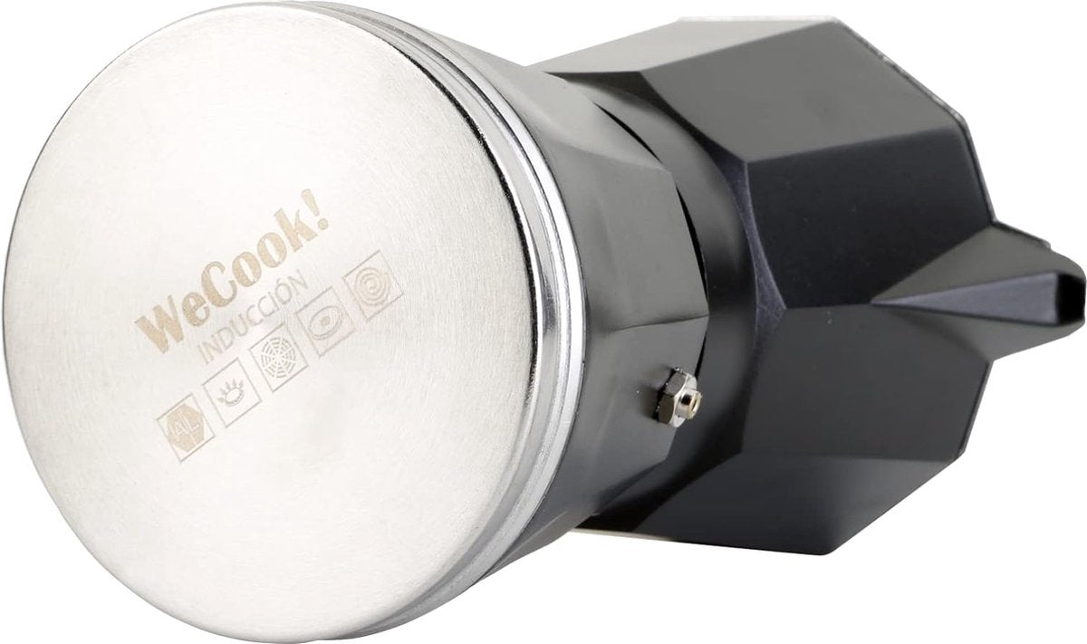 espressomachine inductie, espressomachine, Italiaanse koffie, mokkapot koffiezetapparaat aluminium, 6 kopjes, roestvrijstalen voet, veiligheidsventiel, vitrokeramisch, gas