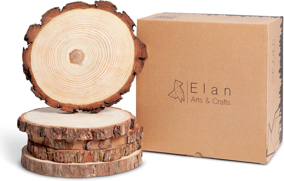 Houten schijven 20 cm - 23 cm diameter 8 stuks, boomstam schijven, kleine boomschijven 20 cm diameter, houten schijf rond, boomschijven 20 cm, ronde houten plaat, hout Kerstmis