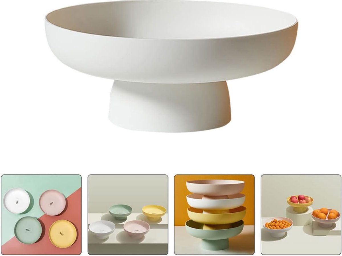 2 stuks fruitschaal met voet, fruitschaal met voet, snoep, serveerdienblad, fruitmandhouder van kunststof, fruitman