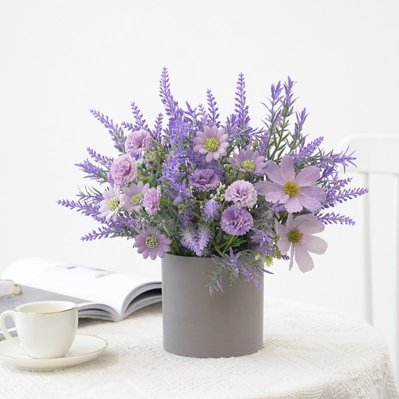 Artificial Plants Fake Lavender Flowers Purple in Pot 28cm Height for Indoor Hogar Party Decoración