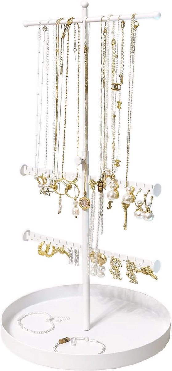 T-vormige sieradenstandaard, sieradenhouder, kettinghouder, sieradenboom, kettingstandaard, horlogestandaard, oorbelhouder, sieradenopslag voor kettingen, oorbellen, armbanden, ringen,