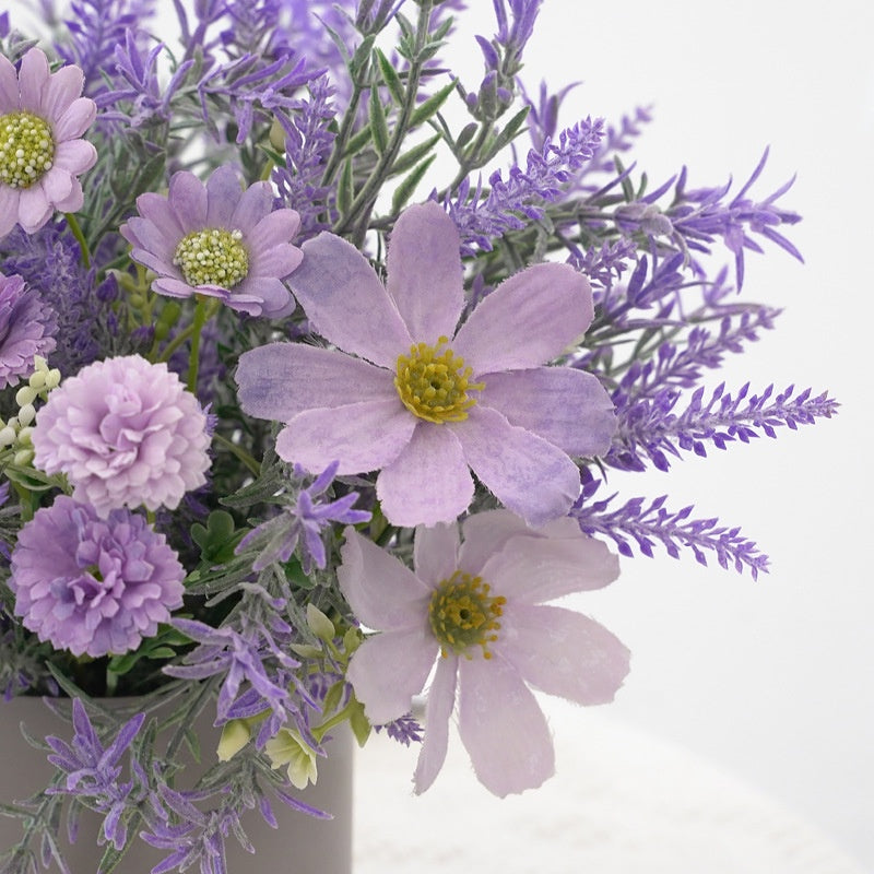 Artificial Plants Fake Lavender Flowers Purple in Pot 28cm Height for Indoor Hogar Party Decoración