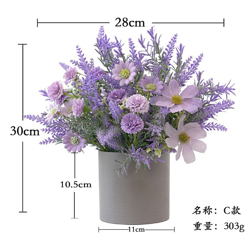 Artificial Plants Fake Lavender Flowers Purple in Pot 28cm Height for Indoor Hogar Party Decoración