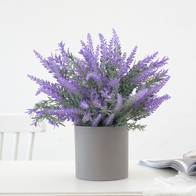 Artificial Plants Fake Lavender Flowers Purple in Pot 28cm Height for Indoor Hogar Party Decoración