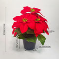 Poinsettia Planta Artificial 13.4 Inch Red Velvet Poinsettias Artificial Christmas Flowers in Pot for Indoor Outdoor Xmas Ornament Porch Hogar Jardín Decorations