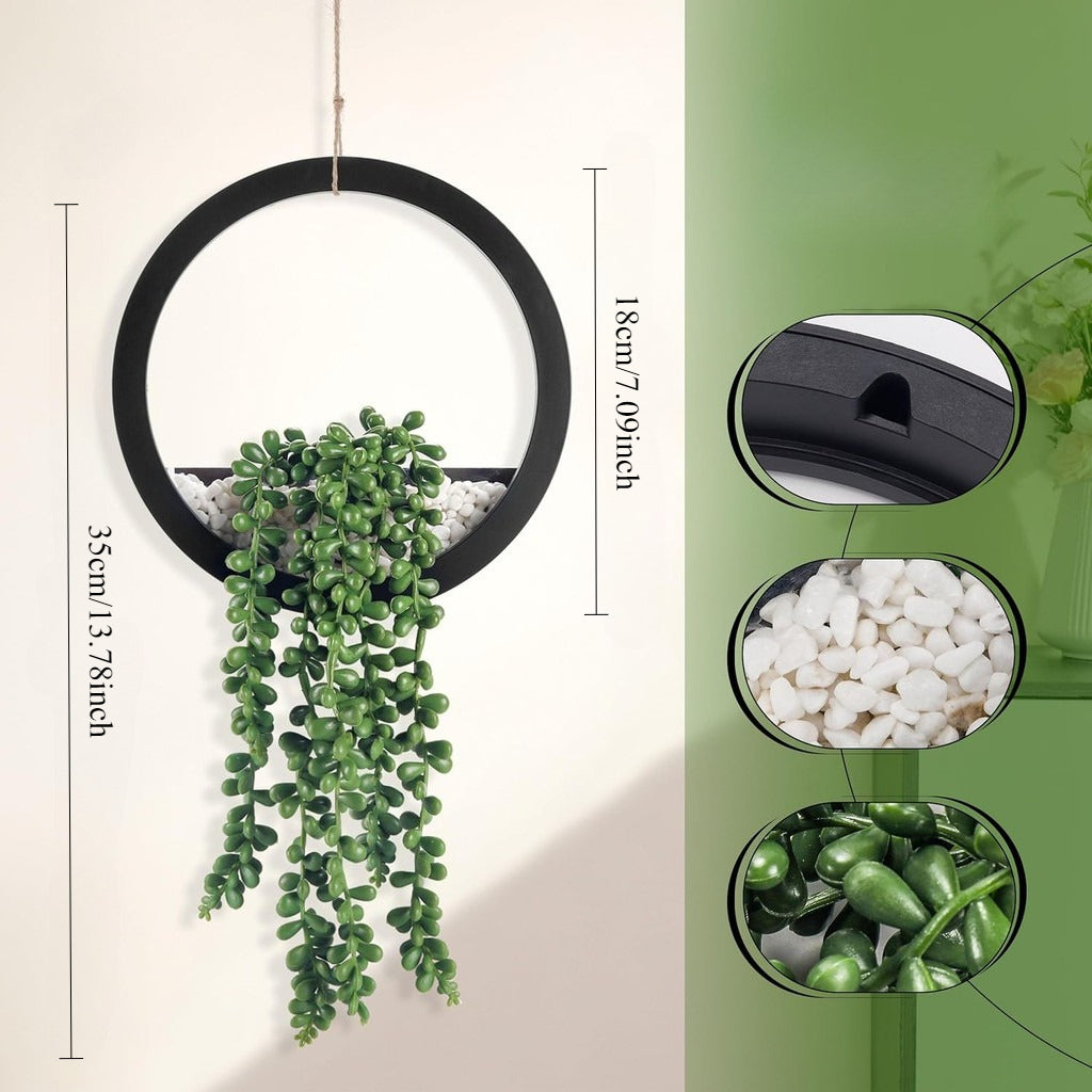 Fake Plants Colgante Artificial Succulents Plants in Black Pots for Living Room Bathroom Accessories Boho Pared Decoración
