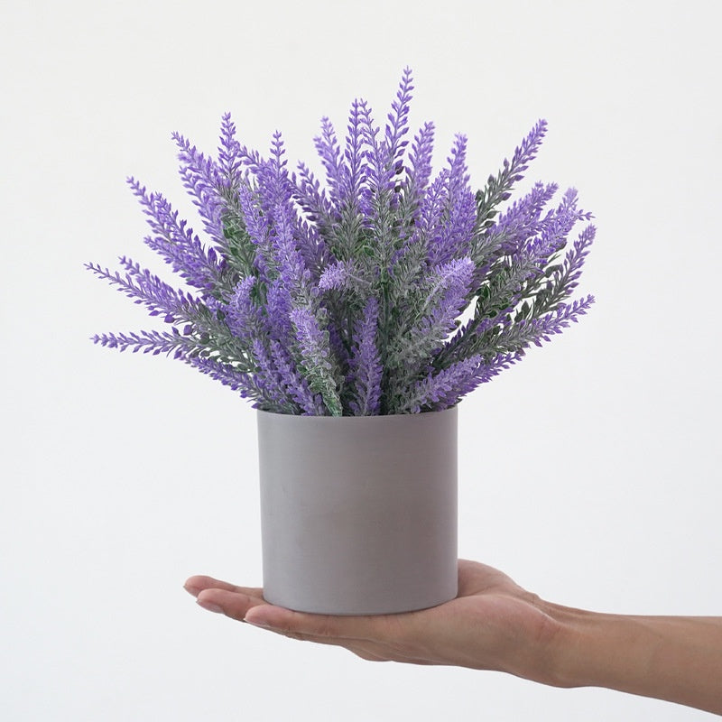 Artificial Plants Fake Lavender Flowers Purple in Pot 28cm Height for Indoor Hogar Party Decoración