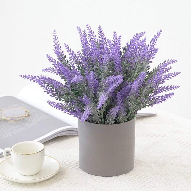 Artificial Plants Fake Lavender Flowers Purple in Pot 28cm Height for Indoor Hogar Party Decoración