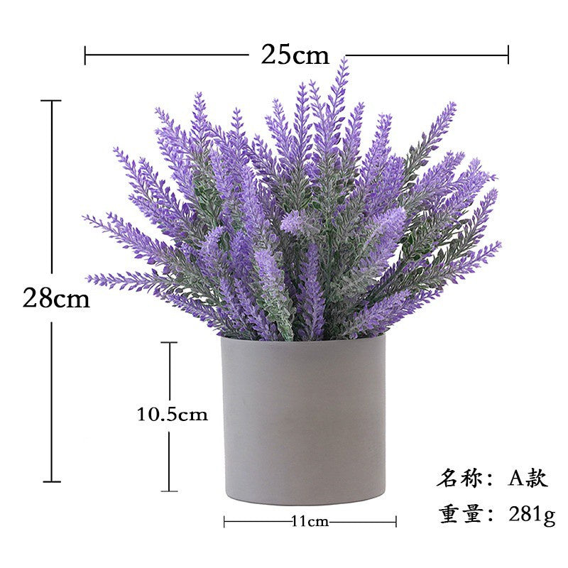 Artificial Plants Fake Lavender Flowers Purple in Pot 28cm Height for Indoor Hogar Party Decoración