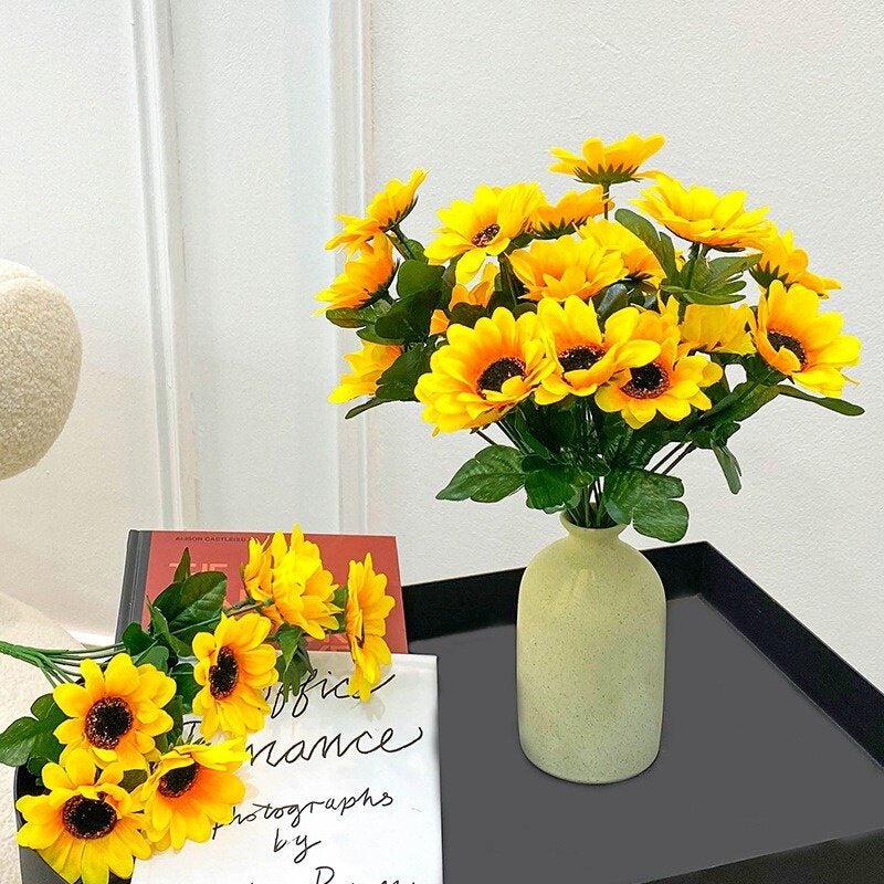Artificial Sunflowers Bouquet,Fake Sunflowers Silk Sunflowers for Crafts, Faux Sunflowers for Hogar Wedding Sunflowers Decorations