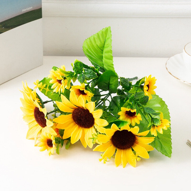 Artificial Sunflowers Bouquet,Fake Sunflowers Silk Sunflowers for Crafts, Faux Sunflowers for Hogar Wedding Sunflowers Decorations