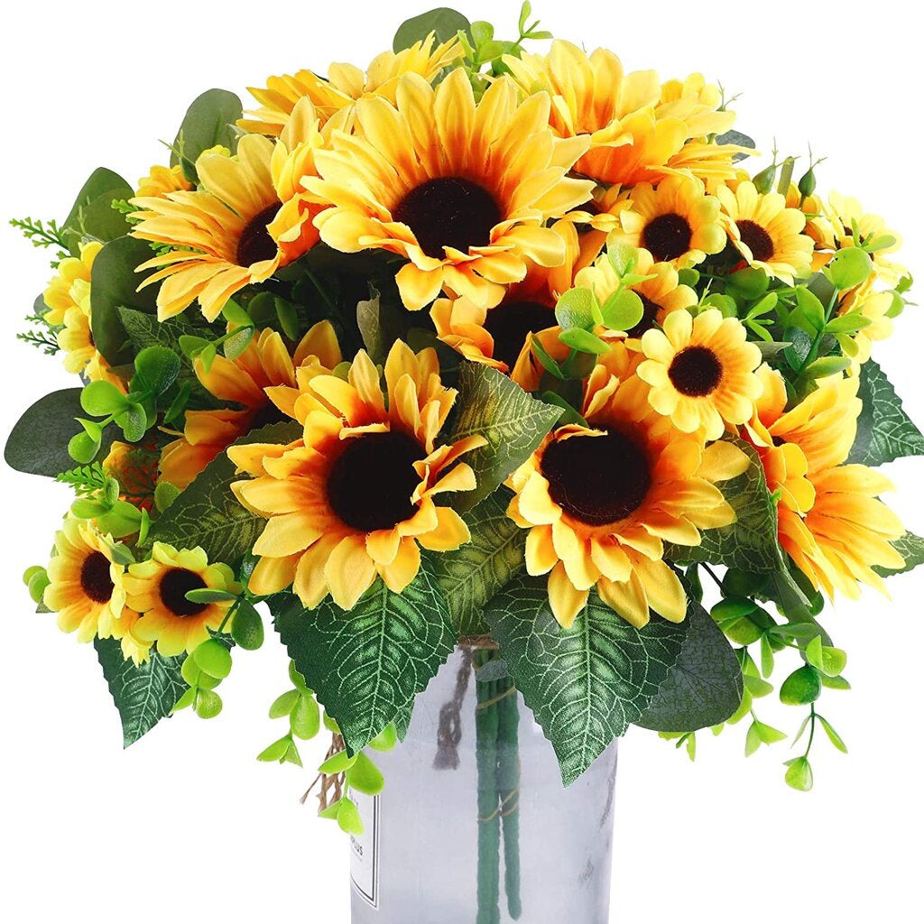 Artificial Sunflowers Bouquet,Fake Sunflowers Silk Sunflowers for Crafts, Faux Sunflowers for Hogar Wedding Sunflowers Decorations