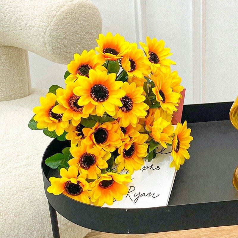 Artificial Sunflowers Bouquet,Fake Sunflowers Silk Sunflowers for Crafts, Faux Sunflowers for Hogar Wedding Sunflowers Decorations