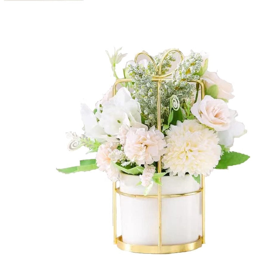 Faux Flowers in Vase Fake Silk Flower Arrangements with Vase Artificial Fake Planta Faux Wildflowers Arrangements in Vase Centerpiece Hogar Decoración for Wedding