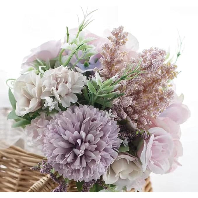 Faux Flowers in Vase Fake Silk Flower Arrangements with Vase Artificial Fake Planta Faux Wildflowers Arrangements in Vase Centerpiece Hogar Decoración for Wedding