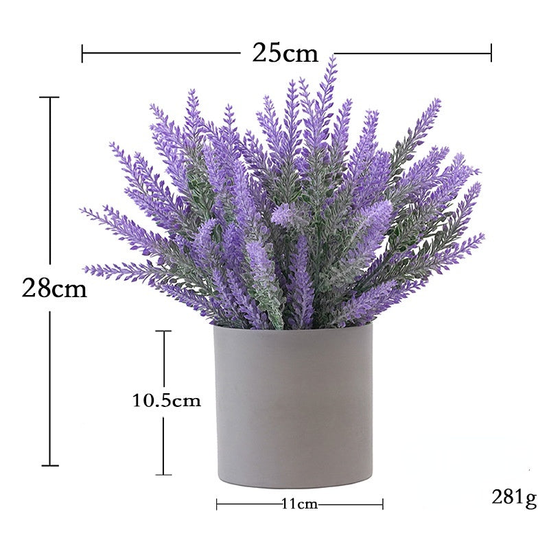 Artificial Plants Fake Lavender Flowers Purple in Pot 28cm Height for Indoor Hogar Party Decoración