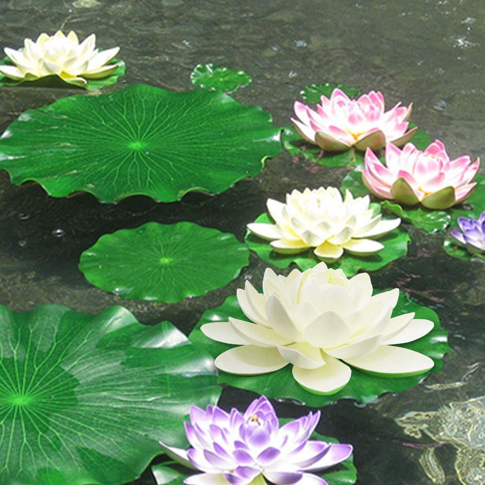 Elegant Lotus Flower and Leaf Set for Decoración, Perfecto para Dance Props and Water Características - Artificial Water Lily, EVA Foam Everlasting Flower, Ideal for Ramadan