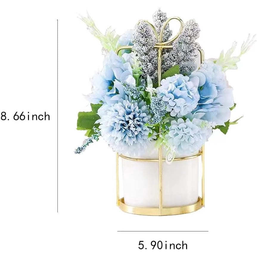 Faux Flowers in Vase Fake Silk Flower Arrangements with Vase Artificial Fake Planta Faux Wildflowers Arrangements in Vase Centerpiece Hogar Decoración for Wedding