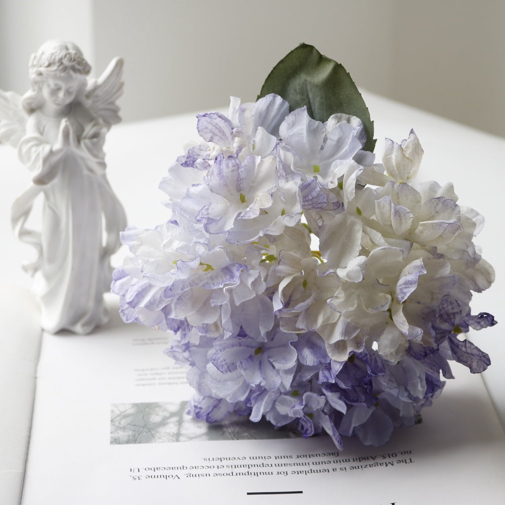 Artificial Hydrangea Flower Retro Style Focal Edge Hydrangea Fake Flower Gradient Colored Silk Flowers Bunch Faux Fake Flower Hogar Wedding Party Hogar Table Vase Centerpiece