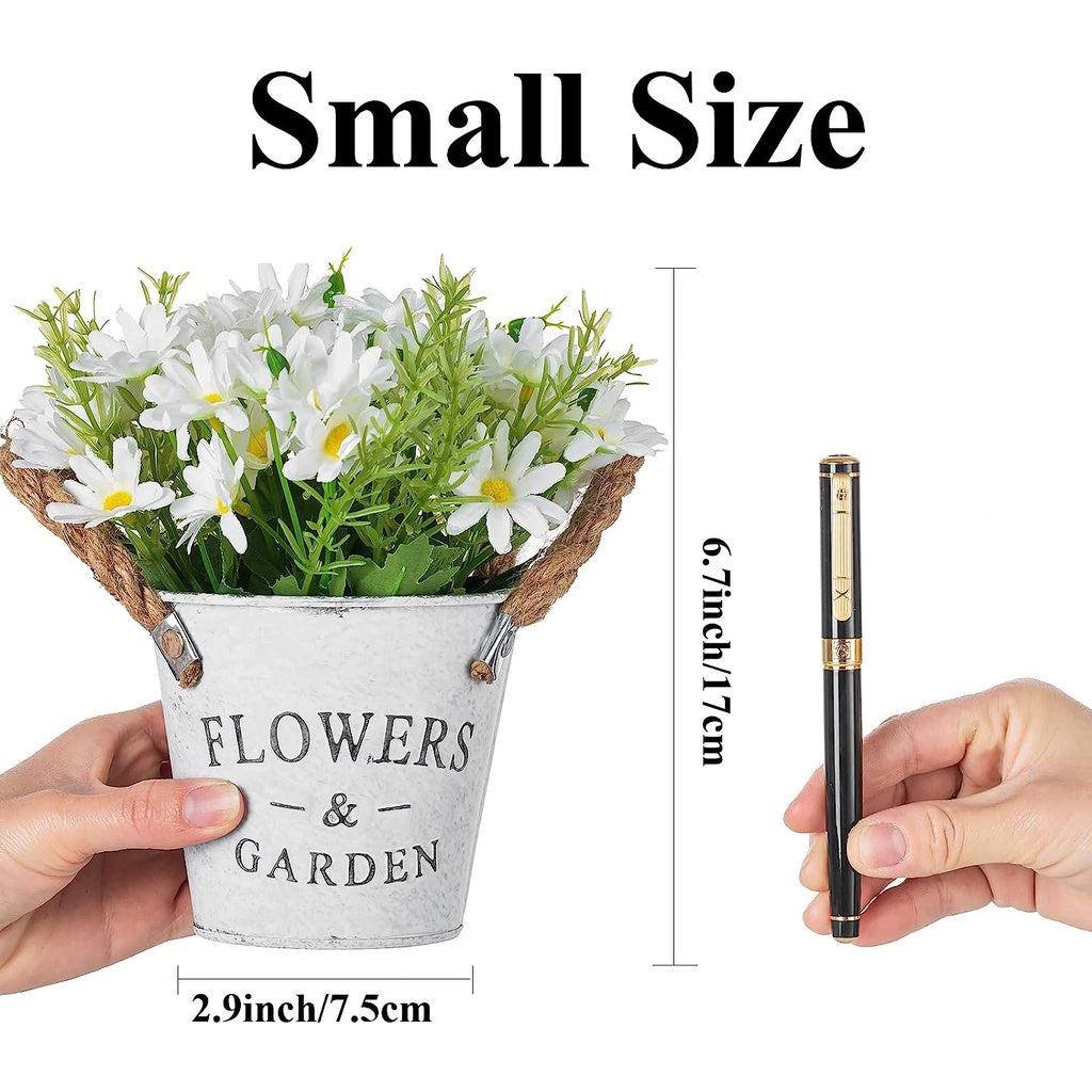Artificial Sunflowers Pot, Silky Artificial Flower Daisy Metal Pot Bonsai, Artificial Flowers in Metal Potted, Artificial Daisy Bouquet for Stage Jardín Wedding Windowsill Decoración