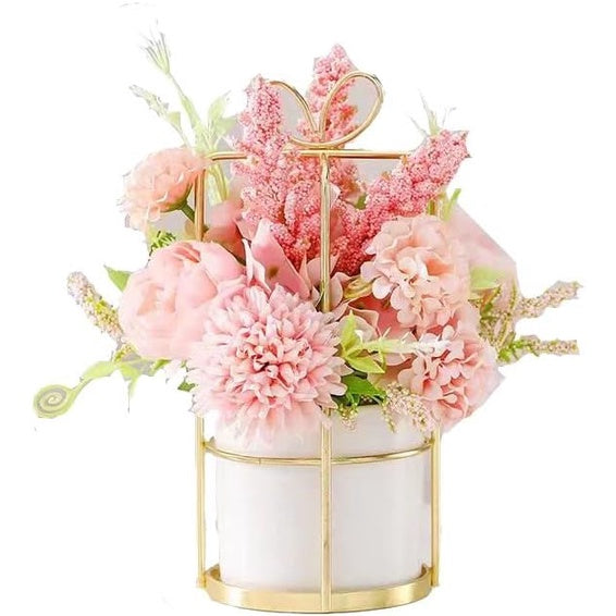 Faux Flowers in Vase Fake Silk Flower Arrangements with Vase Artificial Fake Planta Faux Wildflowers Arrangements in Vase Centerpiece Hogar Decoración for Wedding