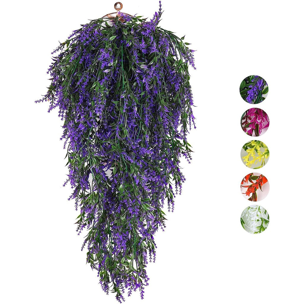 Artificial Colgante Plants Fake Colgante Lavender Faux UV Resistant Lavender Flowers Fake Lavender Plants Colgante Indoor Outside Colgante Decorations