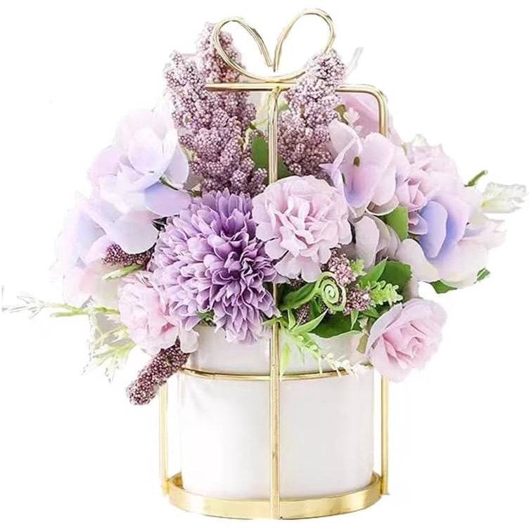 Faux Flowers in Vase Fake Silk Flower Arrangements with Vase Artificial Fake Planta Faux Wildflowers Arrangements in Vase Centerpiece Hogar Decoración for Wedding