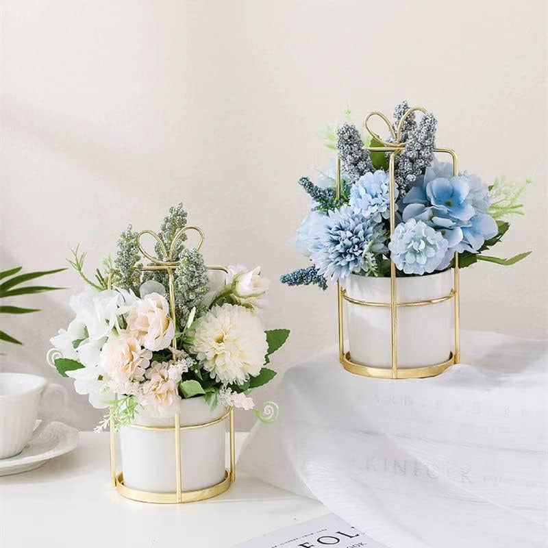 Faux Flowers in Vase Fake Silk Flower Arrangements with Vase Artificial Fake Planta Faux Wildflowers Arrangements in Vase Centerpiece Hogar Decoración for Wedding