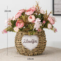 Faux Flowers in Basket Fake Silk Flower Arrangements with Vase Artificial Fake Planta Faux Wildflowers Arrangements in Vase Centerpiece Hogar Decoración for Wedding