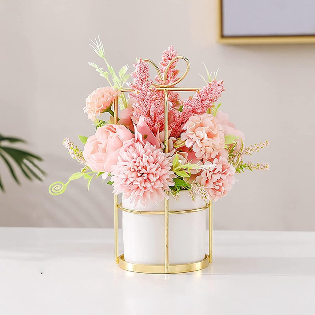 Faux Flowers in Vase Fake Silk Flower Arrangements with Vase Artificial Fake Planta Faux Wildflowers Arrangements in Vase Centerpiece Hogar Decoración for Wedding