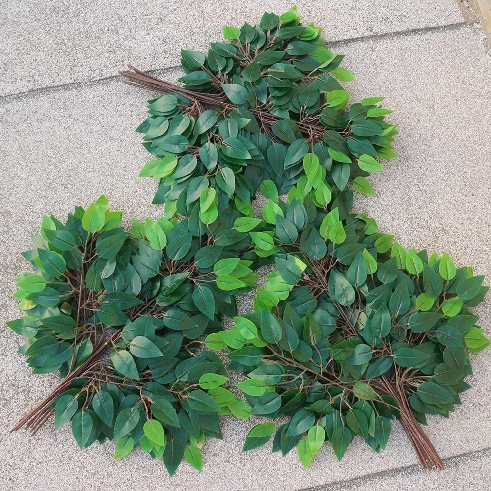 Artificial Ficus Leaves Faux Tree Branches Greenery Planta Spray for Wedding Arch DIY Wreath Hogar Décor