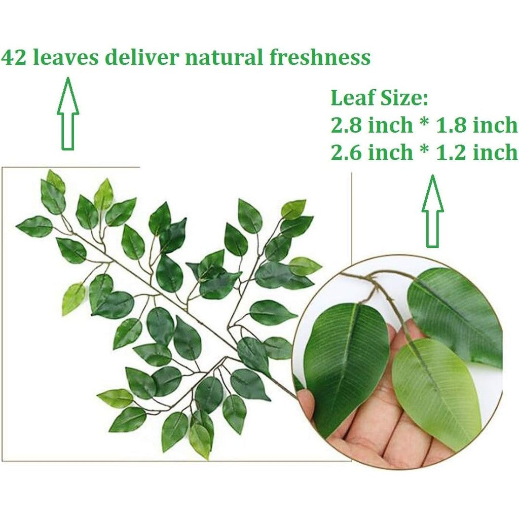 Artificial Ficus Leaves Faux Tree Branches Greenery Planta Spray for Wedding Arch DIY Wreath Hogar Décor