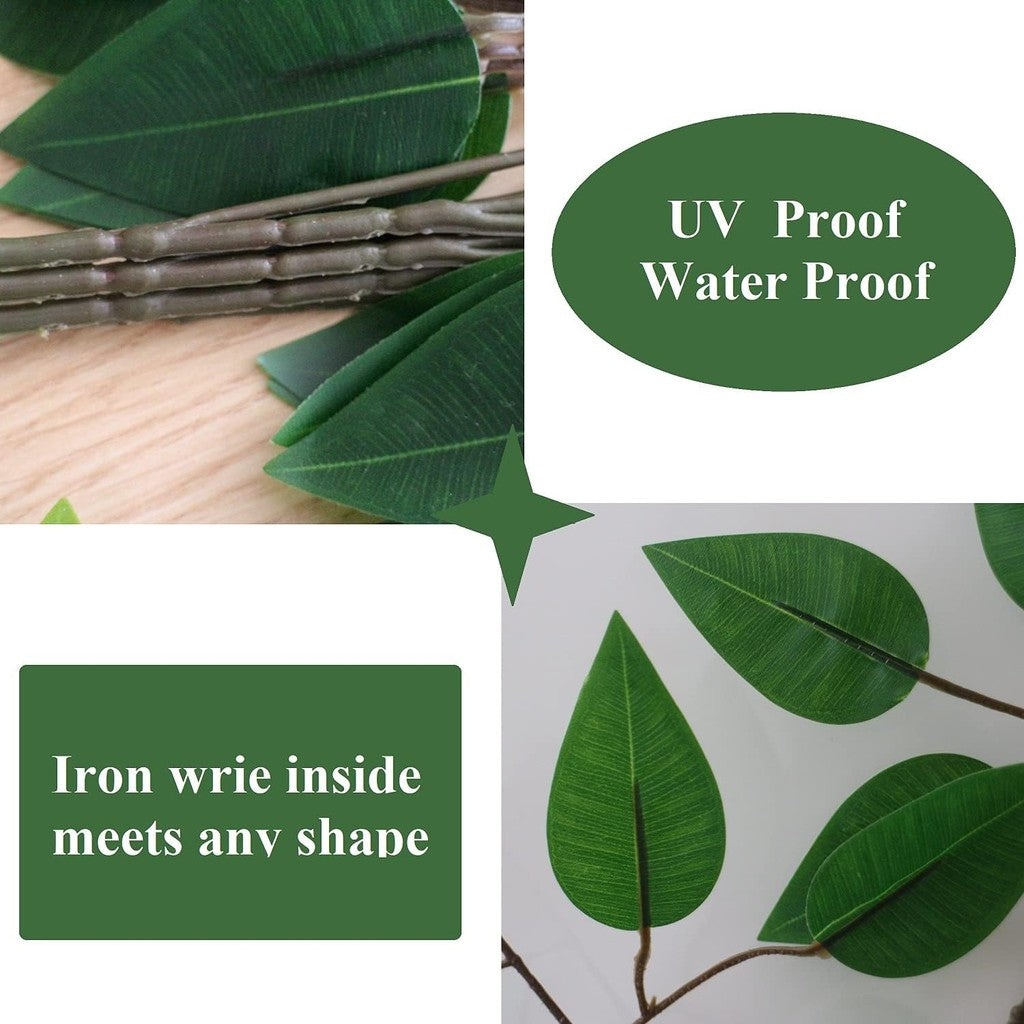 Artificial Ficus Leaves Faux Tree Branches Greenery Planta Spray for Wedding Arch DIY Wreath Hogar Décor