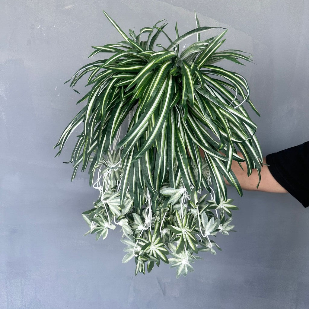 Artificial Spider Planta, Silk Faux Chlorophytum Comosum Fake Spider Colgante Planta Decoración for Outdoor Indoor Hogar Jardín Office Decoreation