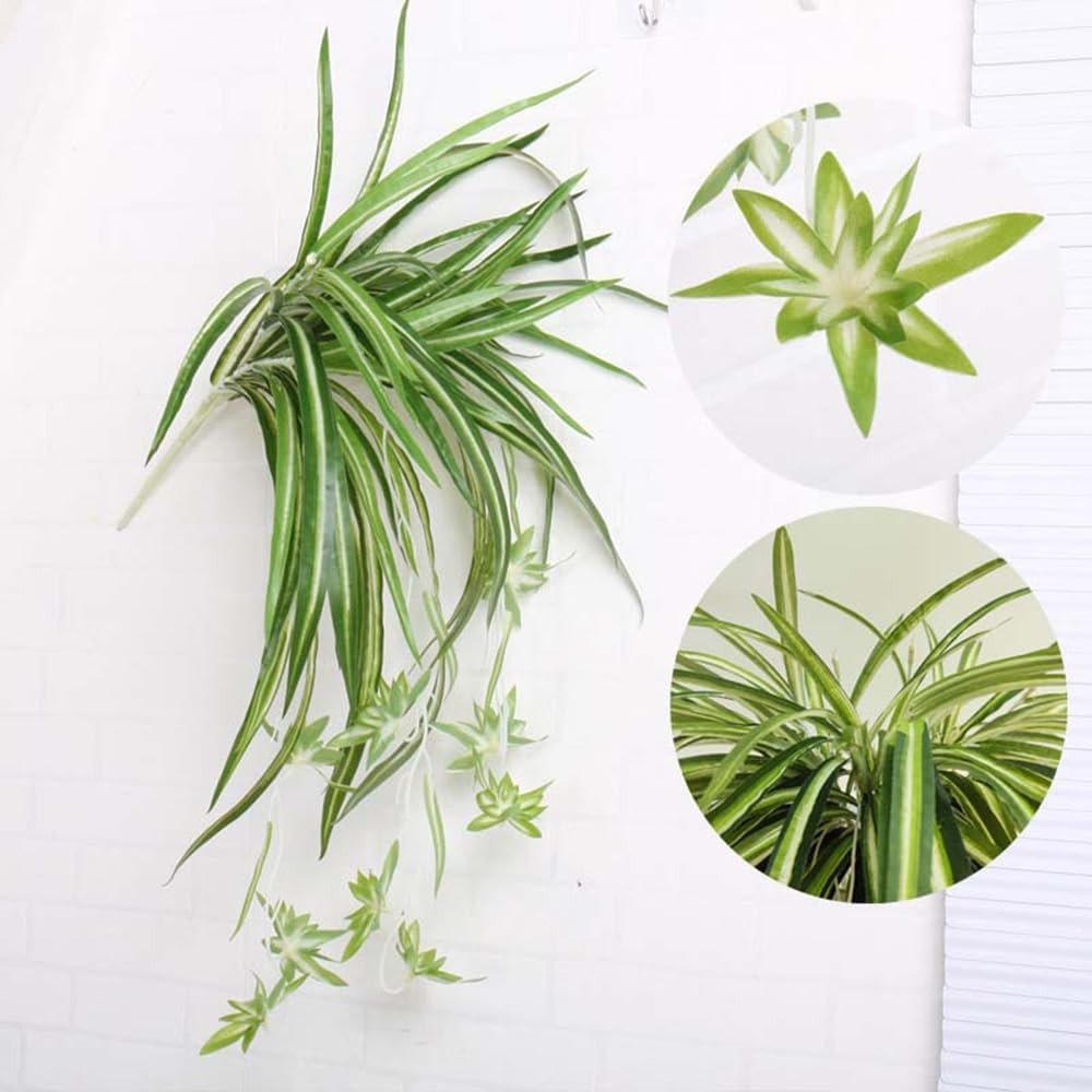 Artificial Spider Planta, Silk Faux Chlorophytum Comosum Fake Spider Colgante Planta Decoración for Outdoor Indoor Hogar Jardín Office Decoreation